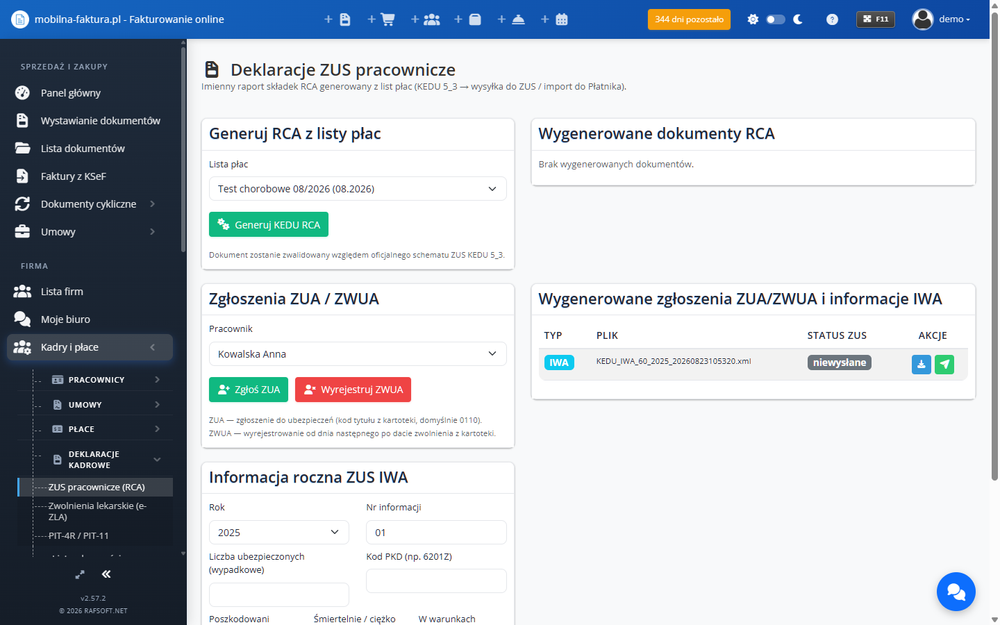 Zgłoszenia ZUS: ZUA, ZWUA, IWA, druki Z-3/RUD (MAX)