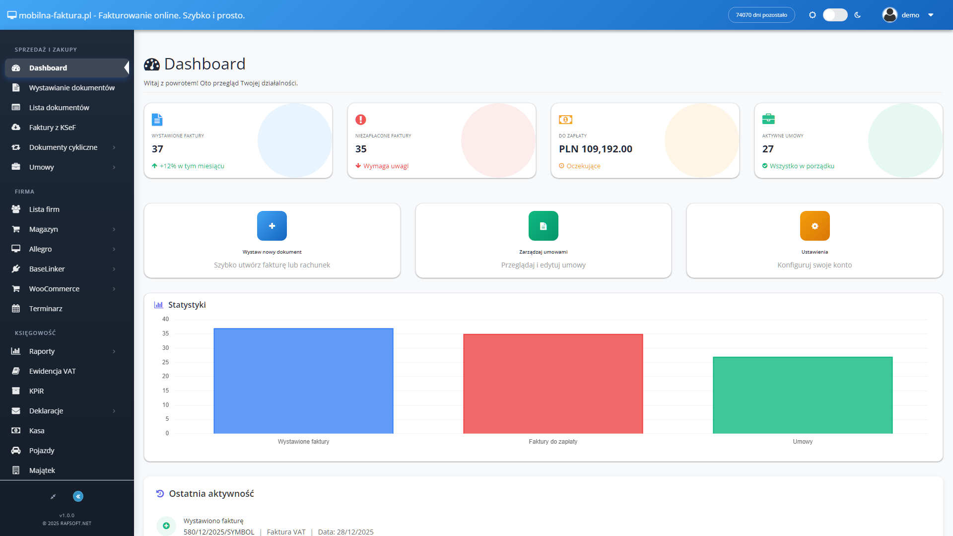 Dashboard i pulpit główny